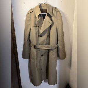 WEATHERMASTER Rainwear Vintage Double‎ Breasted Fir Lined Khaki Trench Sz 44L
